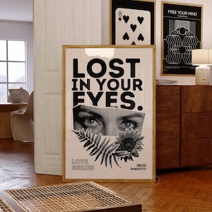 Lost in your Eyes, Raumdekor, ästhetisches Poster, Drucke für Schlafzimmer, Retro Girly Wandkunst, Vintage Poster, Preppy Ästhetik, druckbare Kunst