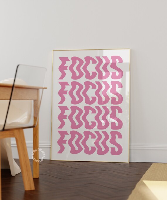 Focus Pink Poster: Retro Trendy Preppy Wall Art (Digital Download)
