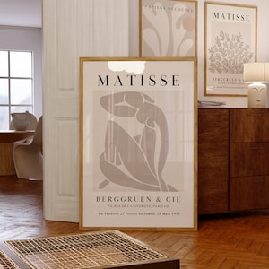 Póster de Henri Matisse para exposición, galería, arte mural, impresión neutra de Matisse, póster marrón de Matisse, arte mural imprimible grande de Matisse en beige.