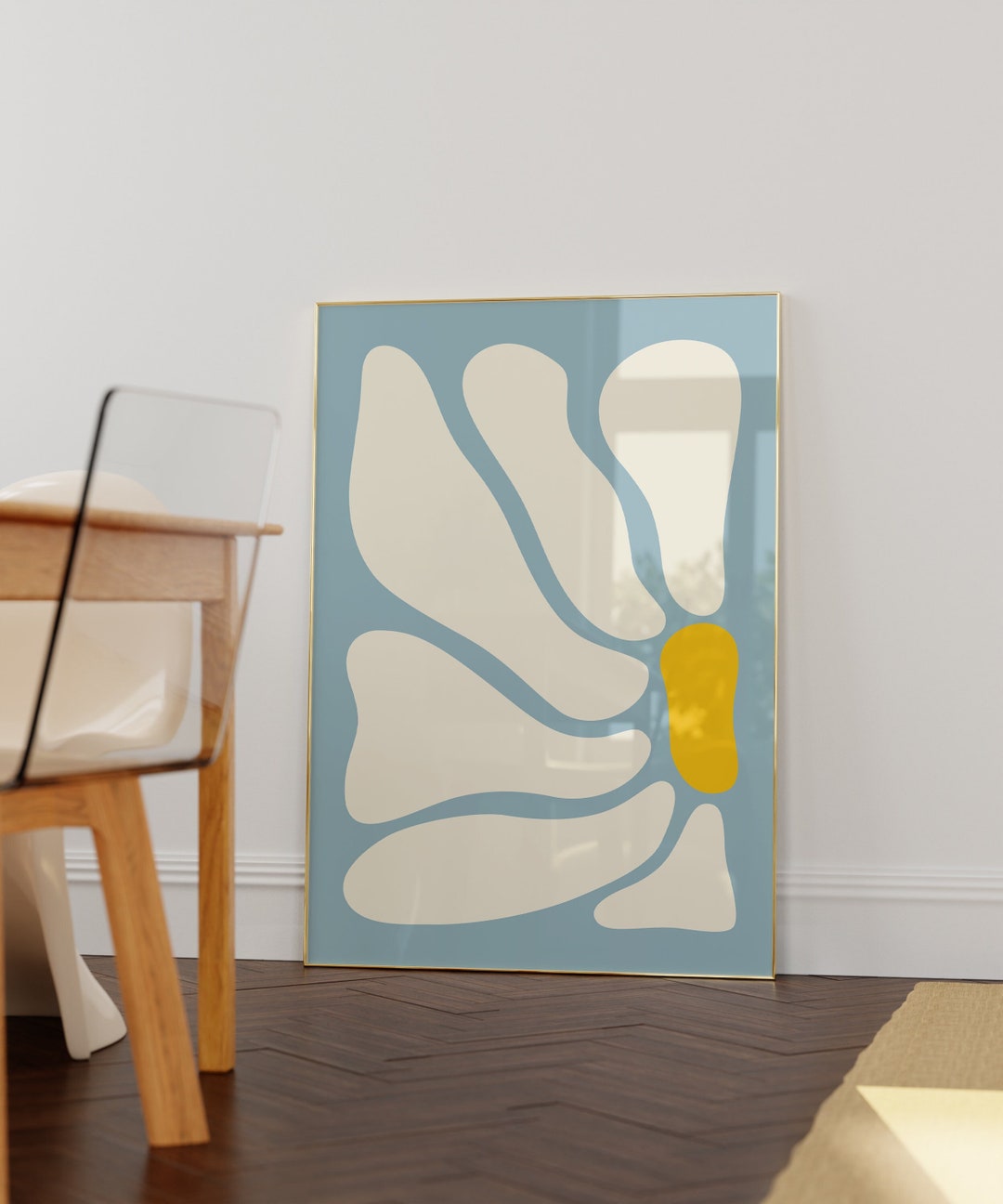 Blue Flower Print, Blue Wall Decor, Digital Download, Blue Flowers Wall