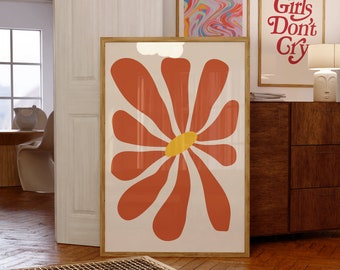 Retro Floral Print | Groovy Botanical Art, Vintage Decor (Digital Download)