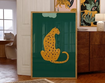 Green Cheetah Print: Minimalist Jungle Cat Poster (Digital Download)