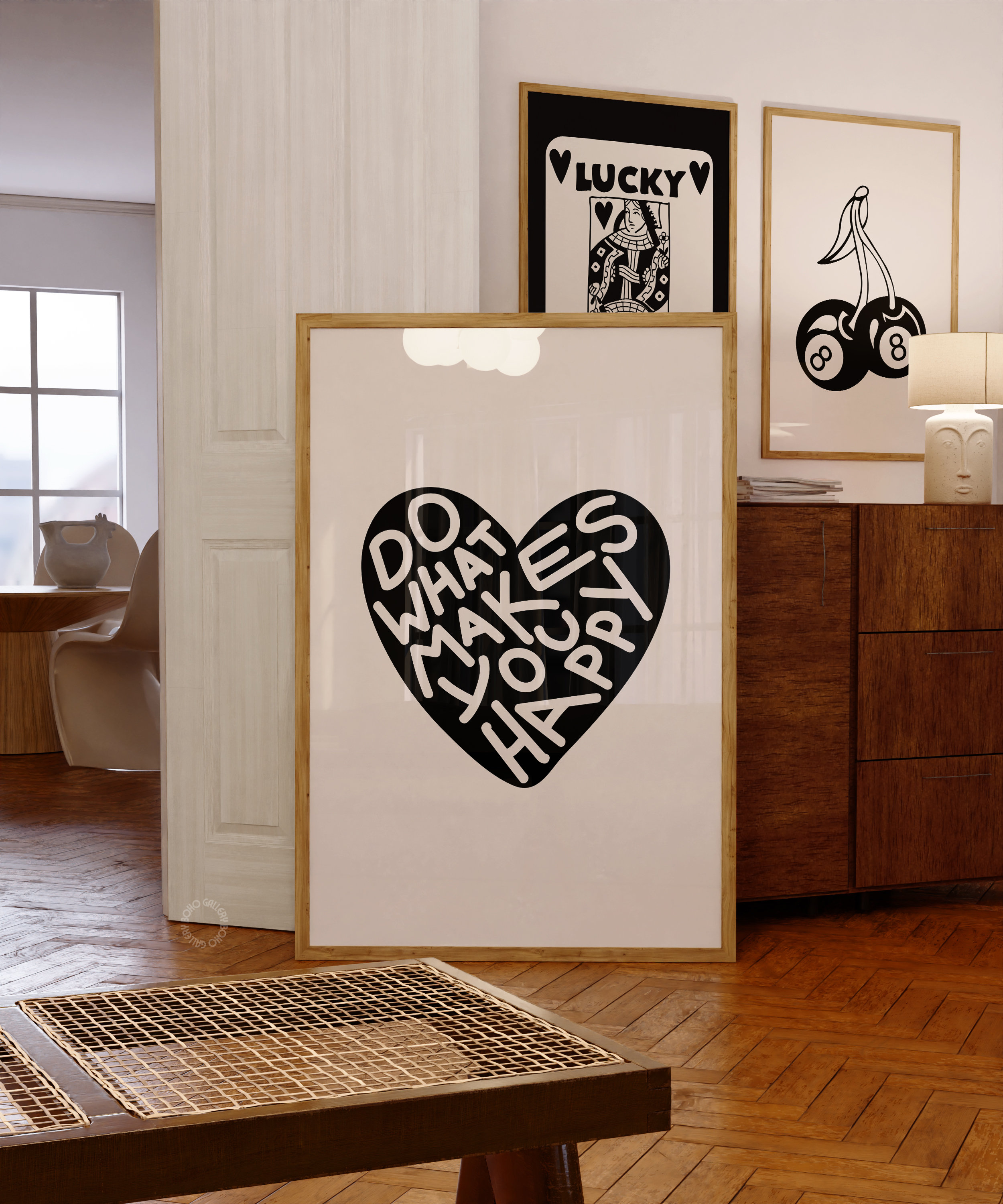 Heart Print, Black Retro Trendy Wall Art, Preppy Room Decor,  Apartment Aesthetic Beige Black Y2K Dorm Gallery Wall Art, Black Art Poster