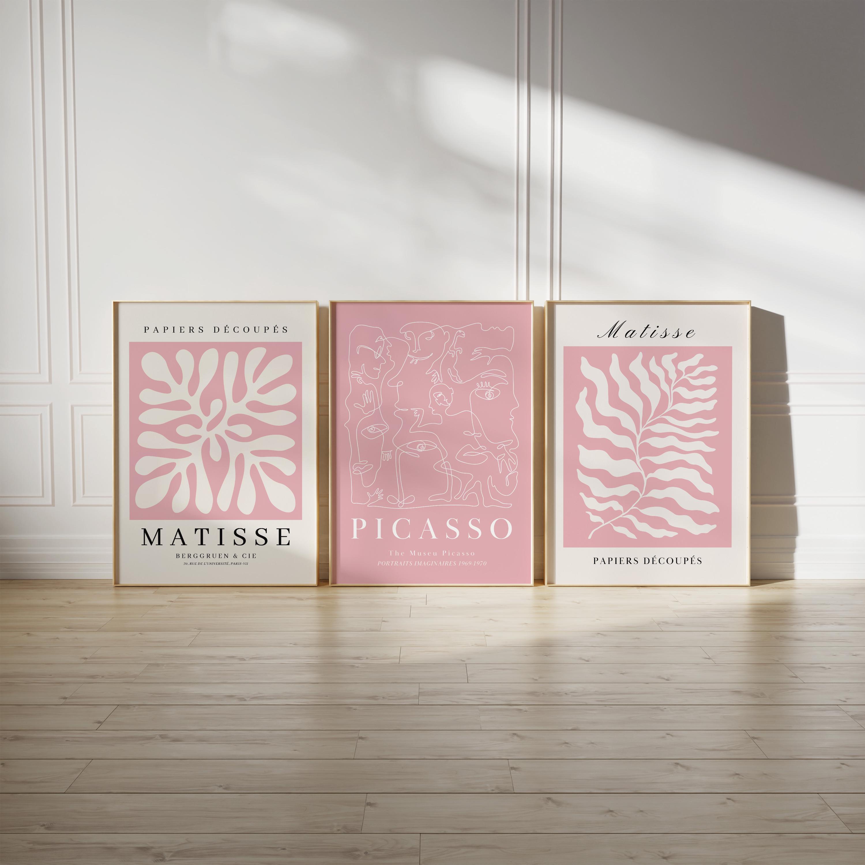 Pink Wall Art Set of 3 Pink Print Gallery Wall Boho Matisse Printable ...