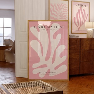 Papiers Decoupes Henri Matisse Impresión Exposición Cartel Rosa Arte de la pared Arte abstracto Impresión Galería Arte de la pared Rosa Matisse Cartel Impresión artística A2