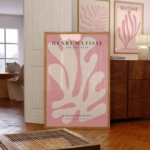 Impressão da exposição de Henri Matisse | Arte de parede abstrata rosa para galeria (Download digital)