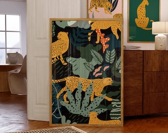 Green Jungle Animal Prints: Cheetah, Leopard, Tiger (Digital Download)