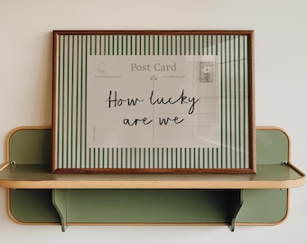 How Lucky Are We Poster: Vintage Stripes Postcard Wall Art (Horizontal)