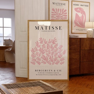 Impression rose Matisse, imprimés roses, découpes Matisse, téléchargement immédiat d'art mural de chambre à coucher, affiches Matisse, affiche de l'exposition Matisse, art mural rose