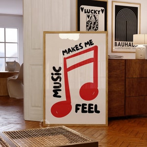 Retro Music Wall Art, Groovy Poster, Printable Design, Music Note Poster, Instant Download, Trendy Wall Art, Vintage Poster, Retro Wall Art