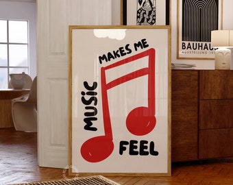 Retro Music Note Poster, Groovy Wall Art (Digital Download)