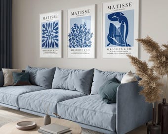 Zestaw 3 grafik Matisse'a: Granatowa sztuka abstrakcyjna (do pobrania w wersji cyfrowej)