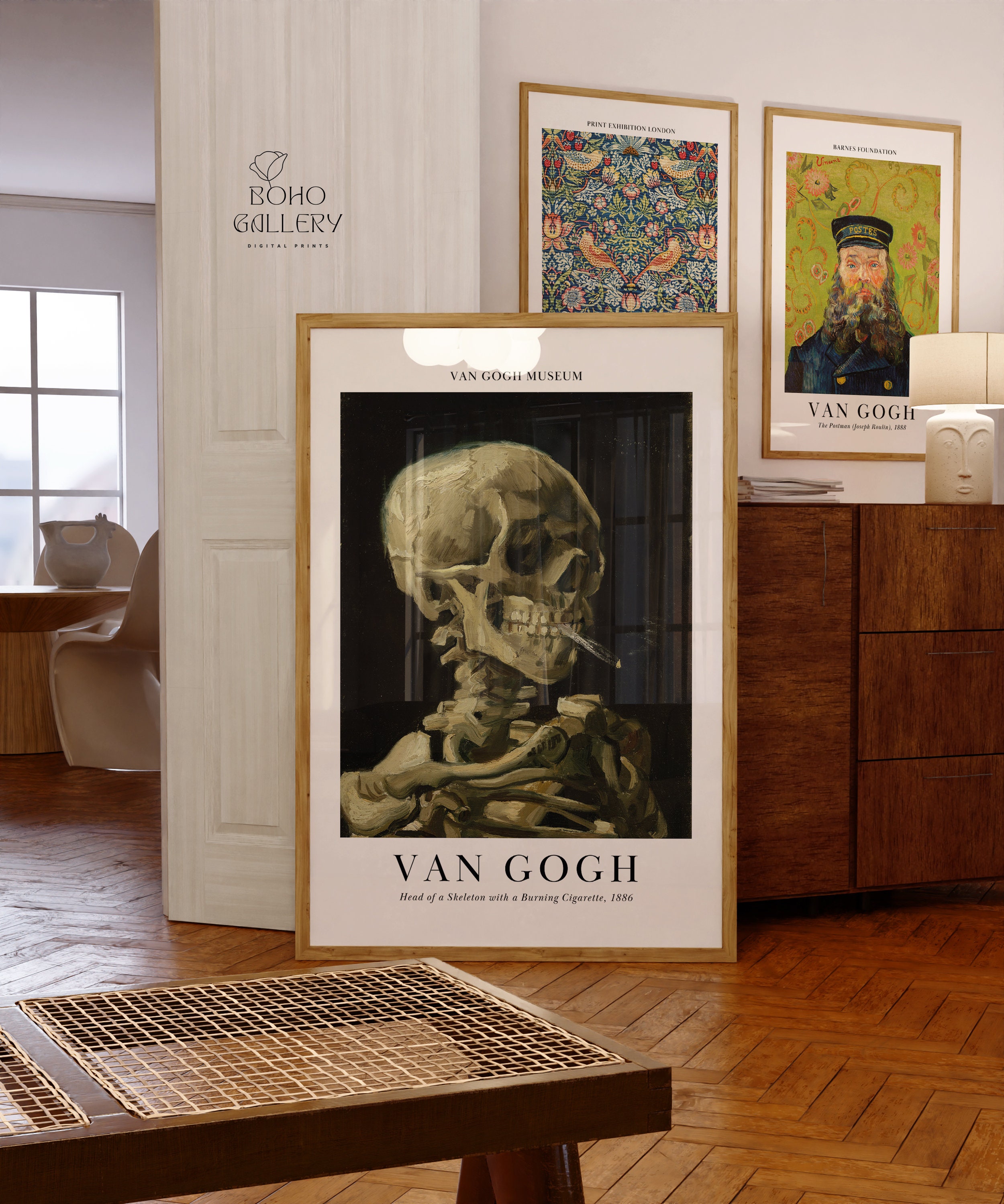 Crâne d'un squelette avec une cigarette allumée | Vincent Van Gogh | Art  célèbre | Peinture classique | Décoration de portrait vintage | Impression  artistique tête de mort