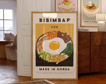 Bibimbap Poster Asian Food Print Modern Kitchen Decor Digital Download Ramen Kitchen Art Food Wall Art Korean Food  Exhibition Poster