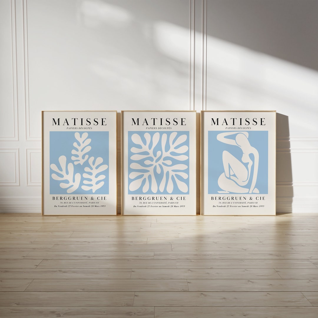 Blue Matisse Print Blue Gallery Wall Set of 3 Prints Blue Wall Art Blue