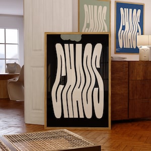 Impresión de CAOS, arte de pared digital, impresión ondulada, impresión tipográfica, arte de pared retro, póster de caos, arte de pared moderno, decoración estética de habitación, póster grande