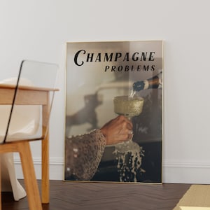 Champagne Problems Poster: Retro Bar Cart Wall Art (Digital Download)