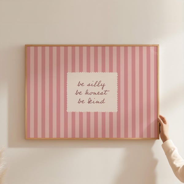 Be Silly Be Honest Be Kind Print: Rosa Vintage Kinderzimmer Dekor (Digitaler Download)