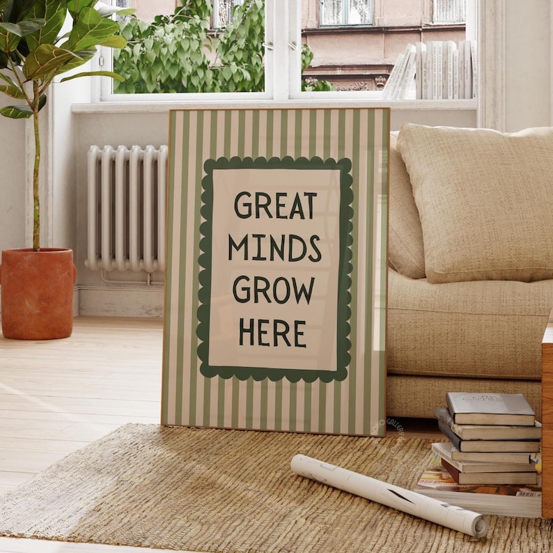 Light Green Educational Poster for Kids Room Decor or Classroom