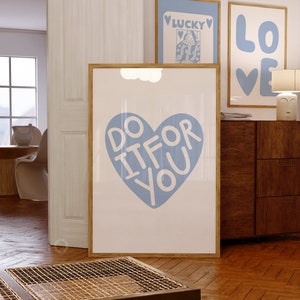 Light Blue Heart Art Print: Preppy Trendy Room Decor (Digital Download)