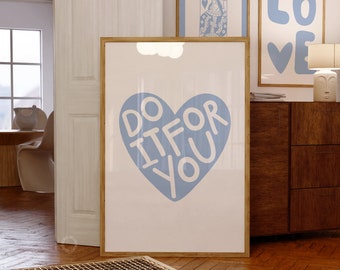 Impression d'art coeur bleu clair : décoration de chambre preppy tendance (téléchargement numérique)