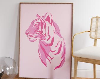 Pink Tiger Print: Maximalist Preppy Room Decor (Digital Download)