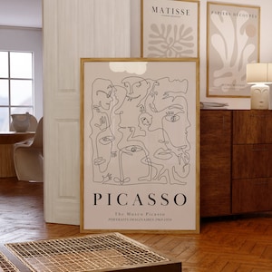 Picasso Exhibition Wall Art Print PRINTABLE Famous Artist Print Neutral Beige Abstract Vintage Minimalist Gift Idea Picasso Line Art Print