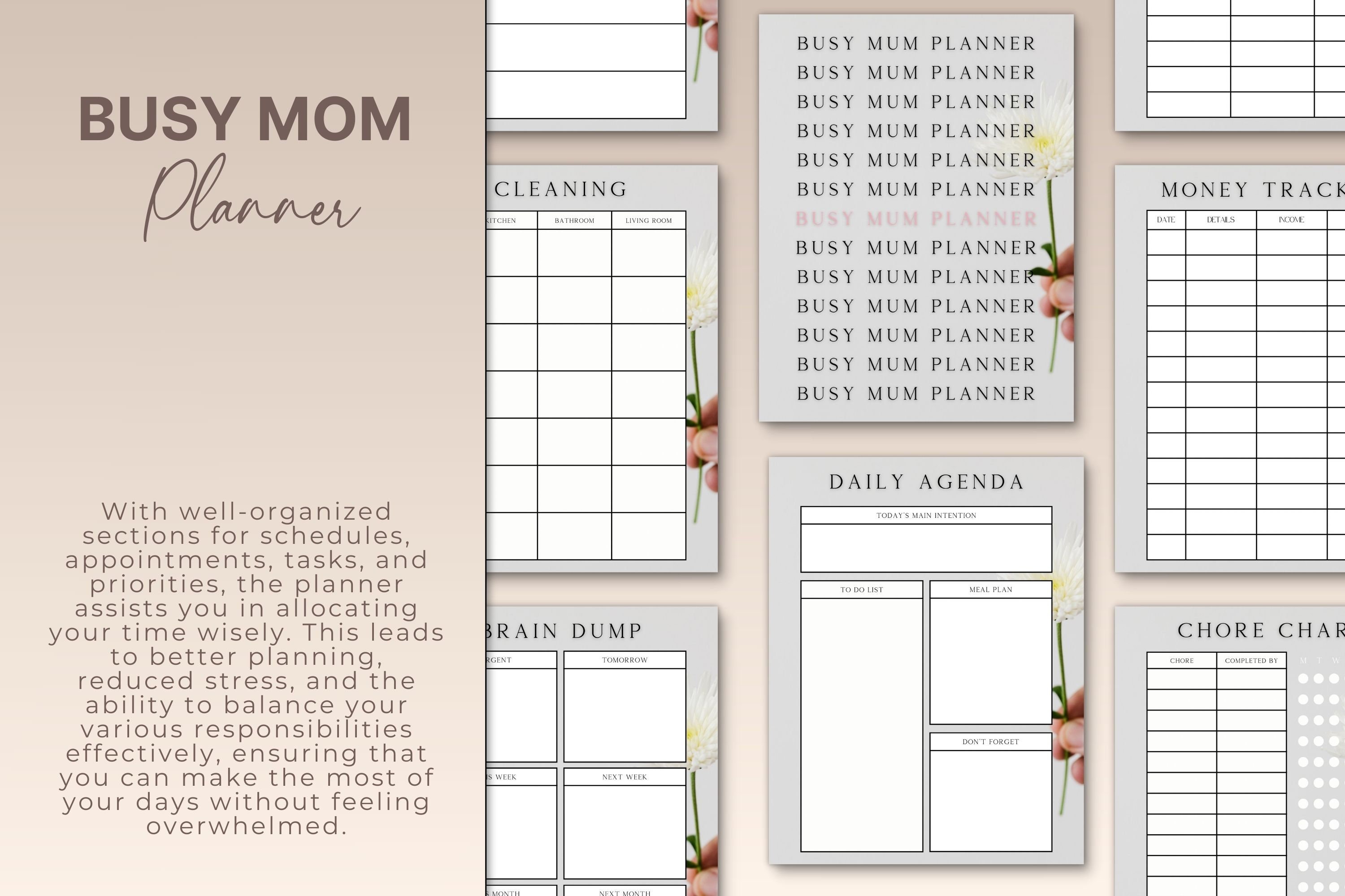Printable Busy Mom Planner Productivity Planner Finance - Etsy