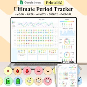 Plantilla digital de seguimiento del periodo, hoja de cálculo de Google para mujeres, registro del periodo, registro diario del periodo, seguimiento diario de síntomas