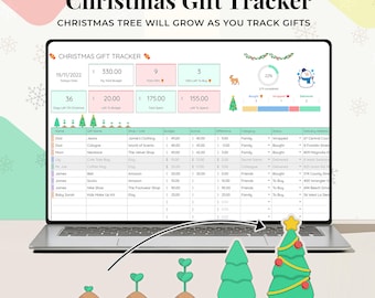 Christmas Gift Tracker, Google Sheets Template, Christmas Planner For Gifts, Christmas Budget Planning, Christmas Gifts Tracker Digital
