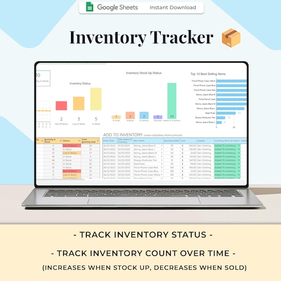 Google Sheets Inventory Tracker, Small Business Template (Digital Download)