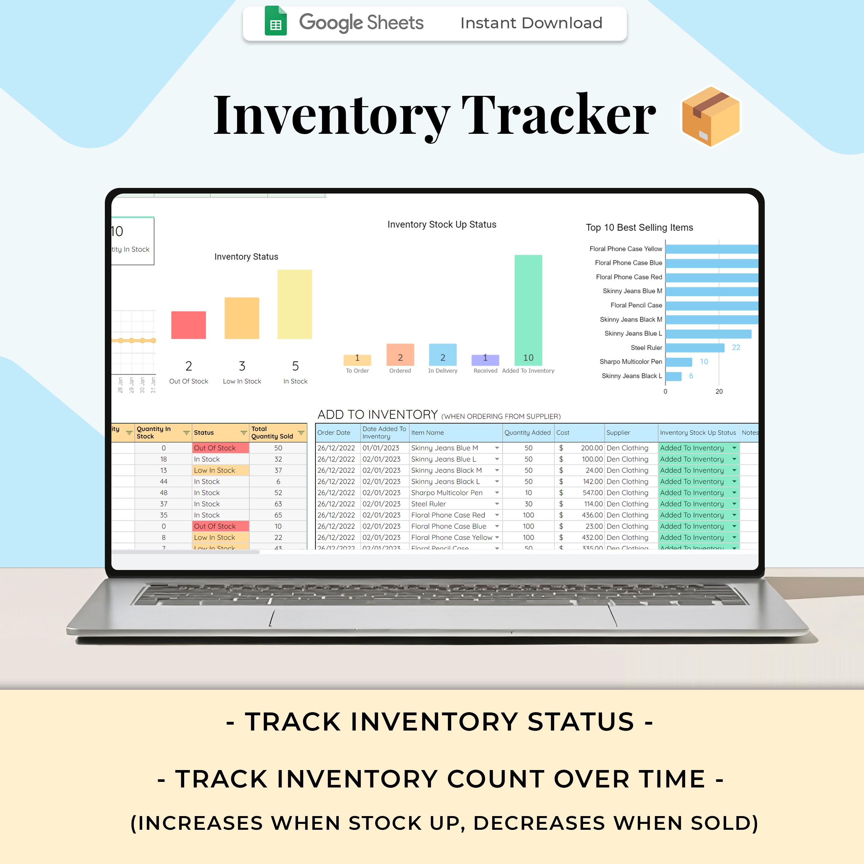 Google Sheets Inventory Tracker, Small Business Template (digital ...