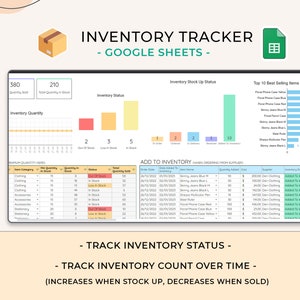 Inventory Tracker Spreadsheet, Google Sheets, Inventory Template Sheet, Inventory Log List, Reseller Inventory Management, Business Tracker