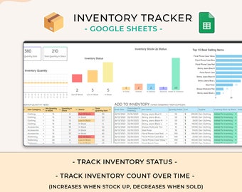 Bestandsverfolgungstabelle, Google Sheets, Bestandsvorlagenblatt, Bestandslogbuch, Bestandsführung für Reseller, Business Tracker