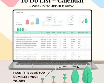 Excel To Do List Template, Daily Planner Spreadsheet (Digital Download)