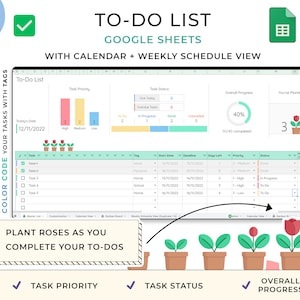 To Do List Template, Google Sheets Spreadsheet, Checklist Template, Daily To Do, Digital, Editable, Custom Todo List, Bucket List Template