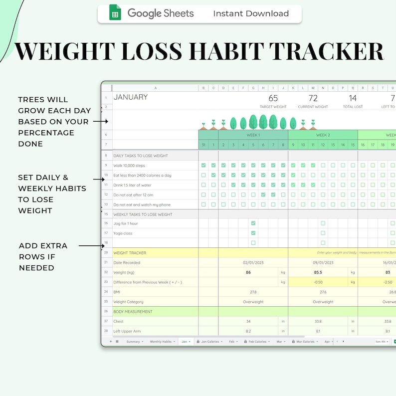 Weight Loss Tracker, Body Measurement Tracker, Macro Tracker, Food Tracker, Weight Loss Journal Digital, Weightloss Planner, Calorie Tracker image 7