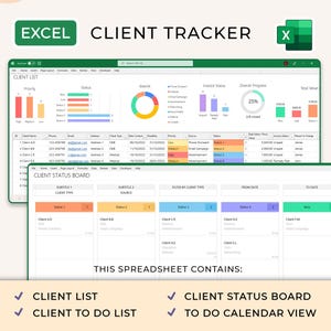 Excel Client Tracker, Excel Small Business Template, CRM Dashboard, Business Tracker, Business Planner Business Spreadsheet, Lead Tracker