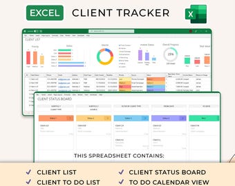 Excel-klientspårare, Excel-mall för småföretag, CRM-instrumentpanel, affärsspårare, affärsplanerare, kalkylblad för leads