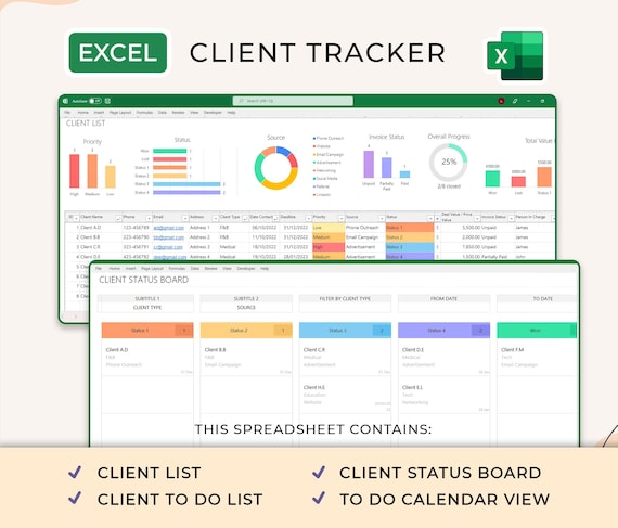 Excel Client Tracker, Excel Small Business Template, CRM Dashboard, Business Tracker, Business Planner Business Spreadsheet, Lead Tracker