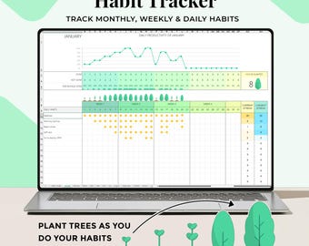 Excel 習慣トラッカー、Excel テンプレート、月次、週次、日次 To Do リスト、チェックリスト、目標プランナー
