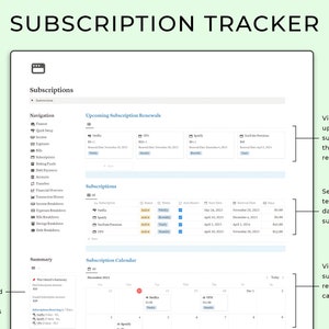 Peut inclure: Un suivi d'abonnement num&eacute;rique intitul&eacute; "SUBSCRIPTION TRACKER". Il affiche les renouvellements &agrave; venir, les d&eacute;tails des abonnements et une vue calendrier. Permet de visualiser les abonnements pay&eacute;s et impay&eacute;s.