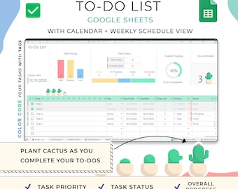 To-Do List Google Sheets Template with Calendar & Weekly Schedule