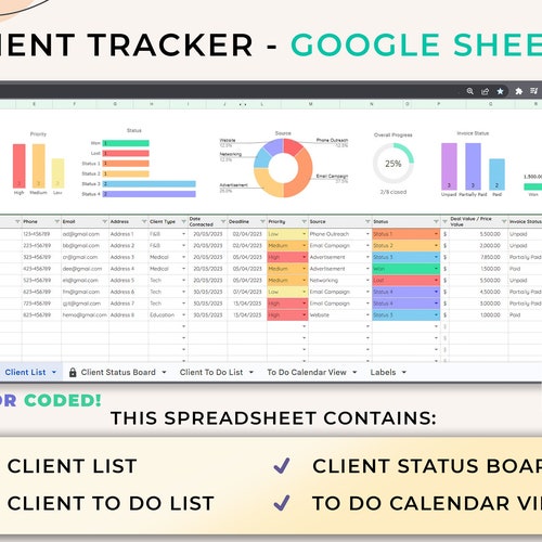 Client Tracker Google Sheets Template Small Business Etsy Client Tracker Google Sheets Template Small Business Etsy
