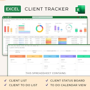 Excel Client Tracker, Small Business Template, CRM Dashboard, Excel Business Tracker, Business Planner Business Spreadsheet, Lead Tracker