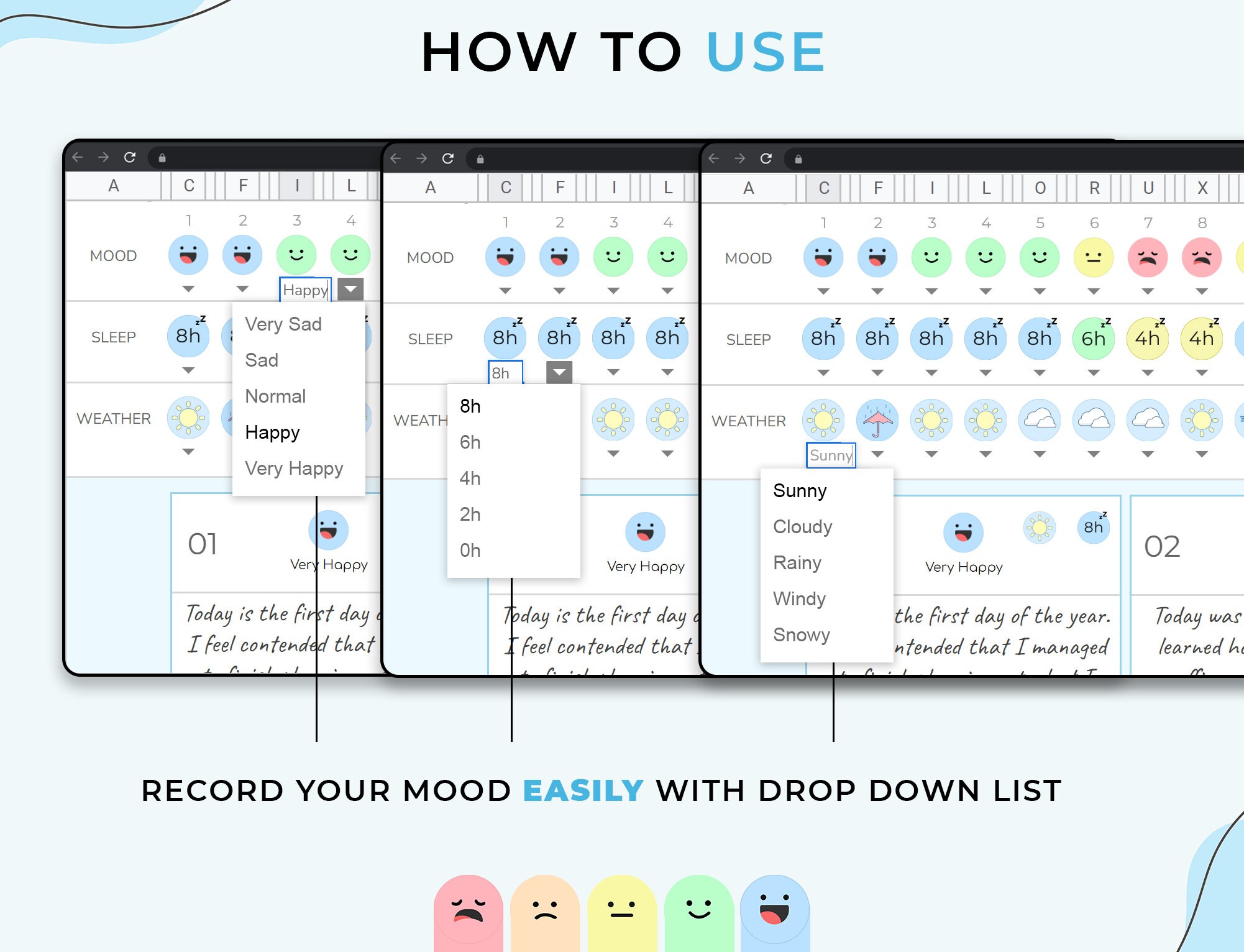 Digital Mood Tracker Spreadsheet Google Sheets Template - Etsy Australia