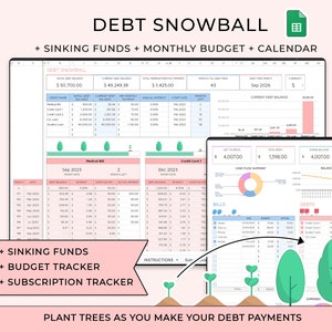 Debt Payoff & Monthly Budget Tracker, Google Sheets, Debt Snowball Spreadsheet, Bill, Debt Tracker and Budget Planner, Paycheck Budget Sheet