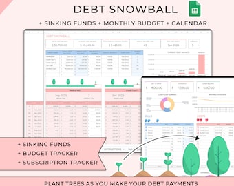 Seguimiento de pago de deuda y presupuesto mensual, hojas de cálculo de Google, hoja de cálculo de bola de nieve de deuda, factura, seguimiento de deuda y planificador de presupuesto, hoja de presupuesto de cheque de pago