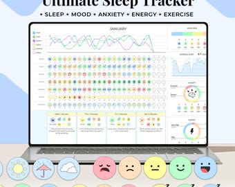 Sleep Tracker Spreadsheet, Mental Health Journal (Google Sheets)