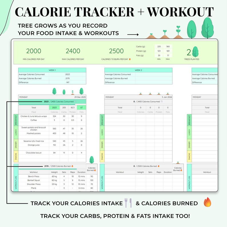 Weight Loss Tracker, Body Measurement Tracker, Macro Tracker, Food Tracker, Weight Loss Journal Digital, Weightloss Planner, Calorie Tracker image 4